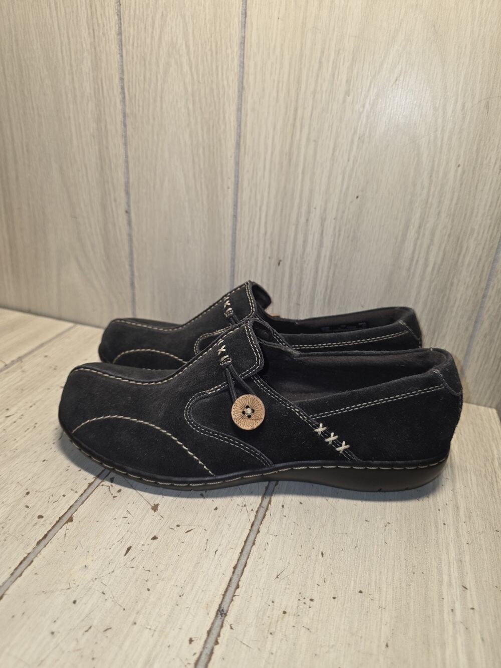 Clarks Bendabals Womens Flats Black Leather Upper Comfort Shoes Womens 8M Loafer
